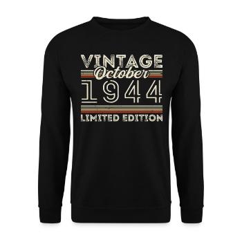 Oktober 1944 Geburtstag October 1944 Birthday Gift - Unisex Sweatshirt - black - Front - Alina (178cm) & Michal (187cm)