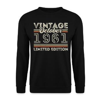 Oktober 1961 Geburtstag October 1961 Birthday Gift - Unisex Pullover - Schwarz - Vorne - Alina (178cm) & Michal (187cm)