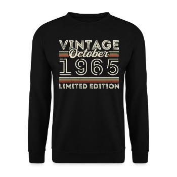 Oktober 1965 Geburtstag October 1965 Birthday Gift - Unisex Sweatshirt - black - Front - Alina (178cm) & Michal (187cm)
