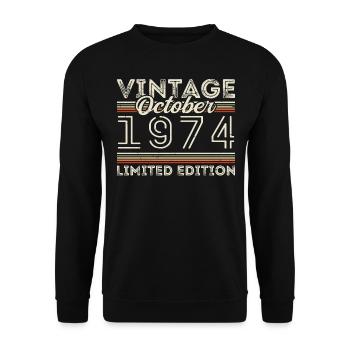Oktober 1974 Geburtstag October 1974 Birthday Gift - Unisex Sweatshirt - black - Front - Alina (178cm) & Michal (187cm)