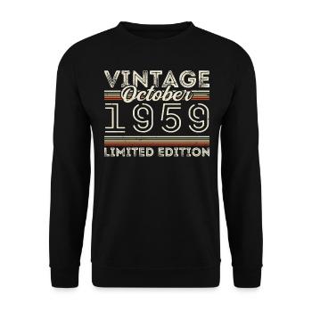Oktober 1959 Geburtstag October 1959 Birthday Gift - Unisex Pullover - Schwarz - Vorne - Alina (178cm) & Michal (187cm)