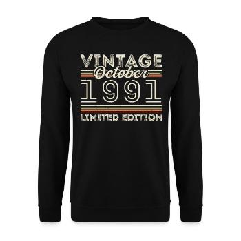 Octobre 1991 Geburtstag Octobre 1991 Cadeau d’anniversaire - Sweat-shirt Unisexe - noir - Devant - Alina (178cm) & Michal (187cm)