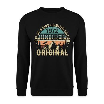 Oktober 1972 Geburtstagsgeschenk - Oktober 1972 - Unisex Pullover - Schwarz - Vorne - Alina (178cm) & Michal (187cm)