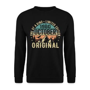 Oktober 1960 Geburtstagsgeschenk - Oktober 1960 - Unisex Pullover - Schwarz - Vorne - Alina (178cm) & Michal (187cm)