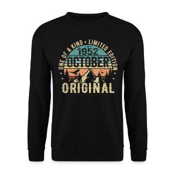 Oktober 1952 Geburtstagsgeschenk - Oktober 1952 - Unisex Pullover - Schwarz - Vorne - Alina (178cm) & Michal (187cm)