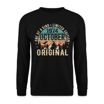 October 1974 Birthday Gift - October 1974 - Unisex Sweatshirt - black - Front - Alina (178cm) & Michal (187cm)
