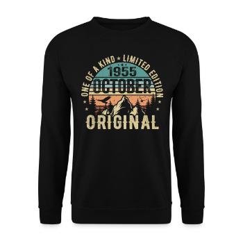 Oktober 1955 Geburtstagsgeschenk - Oktober 1955 - Unisex Pullover - Schwarz - Vorne - Alina (178cm) & Michal (187cm)
