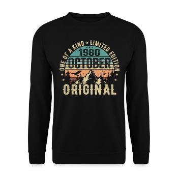 Oktober 1980 Geburtstagsgeschenk - Oktober 1980 - Unisex Pullover - Schwarz - Vorne - Alina (178cm) & Michal (187cm)
