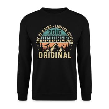 Oktober 2016 Geburtstagsgeschenk - Oktober 2016 - Unisex Pullover - Schwarz - Vorne - Alina (178cm) & Michal (187cm)