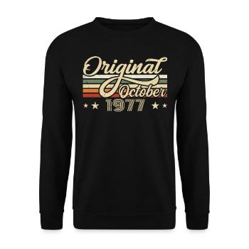 October 1977 Birthday in October - October 1977 - Unisex Sweatshirt - black - Front - Alina (178cm) & Michal (187cm)