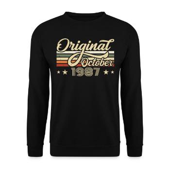October 1987 Birthday in October - October 1987 - Unisex Sweatshirt - black - Front - Alina (178cm) & Michal (187cm)