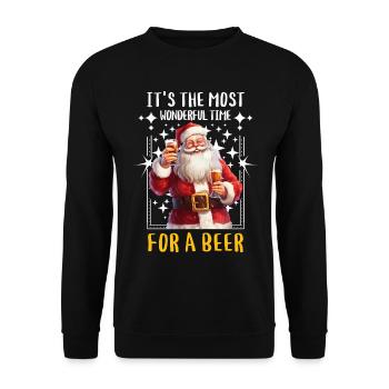 Christmas Beer Drinking Alcohol Santa Claus - Unisex Sweatshirt - black - Front - Alina (178cm) & Michal (187cm)