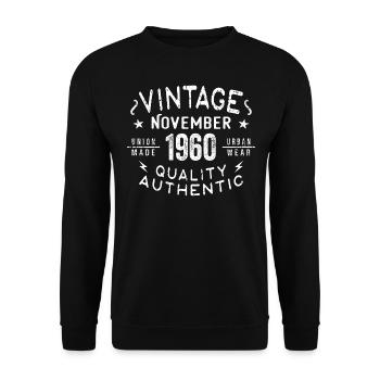 Novembre 1960 Cadeau d'anniversaire en novembre 1960 - Sweat-shirt Unisexe - noir - Devant - Alina (178cm) & Michal (187cm)