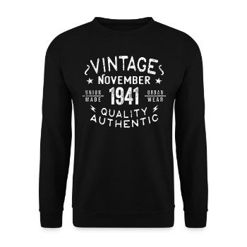 Novembre 1941 Cadeau d'anniversaire en novembre 1941 - Sweat-shirt Unisexe - noir - Devant - Alina (178cm) & Michal (187cm)