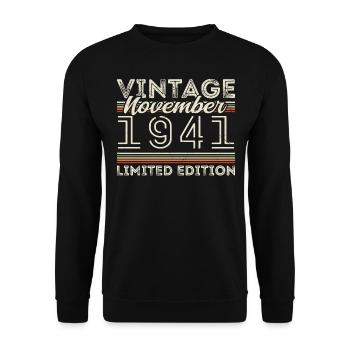 Né en novembre 1941 Anniversaire en novembre 1941 - Sweat-shirt Unisexe - noir - Devant - Alina (178cm) & Michal (187cm)