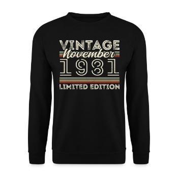 Né en novembre 1981 Anniversaire : novembre 1981 - Sweat-shirt Unisexe - noir - Devant - Alina (178cm) & Michal (187cm)
