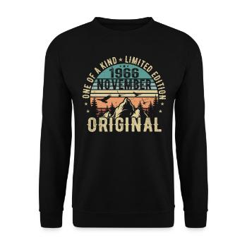 November 1966 Birthday Gift - November 1966 - Unisex Sweatshirt - black - Front - Alina (178cm) & Michal (187cm)