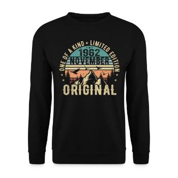 November 1962 Birthday Gift - November 1962 - Unisex Sweatshirt - black - Front - Alina (178cm) & Michal (187cm)