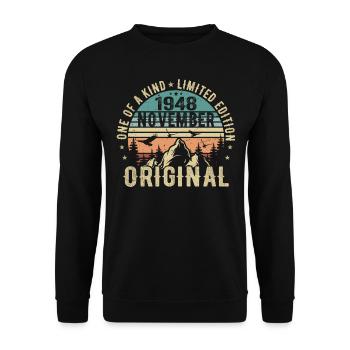 November 1948 Birthday Gift - November 1948 - Unisex Sweatshirt - black - Front - Alina (178cm) & Michal (187cm)