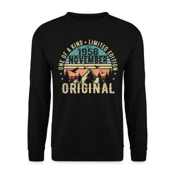 November 1958 Birthday Gift - November 1958 - Unisex Sweatshirt - black - Front - Alina (178cm) & Michal (187cm)
