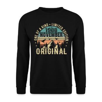 November 1988 Birthday Gift - November 1988 - Unisex Sweatshirt - black - Front - Alina (178cm) & Michal (187cm)