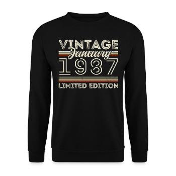 Janvier 1987 Né en 1987 - Date de naissance Janvier 1987 - Sweat-shirt Unisexe - noir - Devant - Alina (178cm) & Michal (187cm)