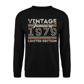 January 1979 Born in 1979 - Birthday January 1979 - Unisex Sweatshirt - black - Front - Alina (178cm) & Michal (187cm)