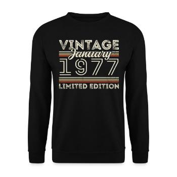 Janvier 1977 Né en 1977 - Date de naissance Janvier 1977 - Sweat-shirt Unisexe - noir - Devant - Alina (178cm) & Michal (187cm)