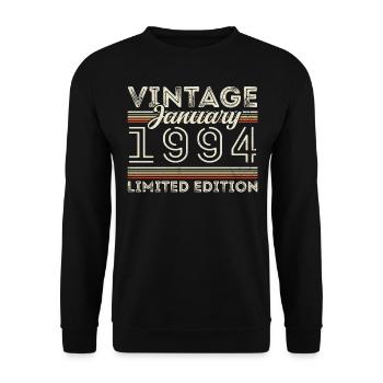 Januar 1994 Jahrgang 1994 - Geburtstag Januar 1994 - Unisex Pullover - Schwarz - Vorne - Alina (178cm) & Michal (187cm)