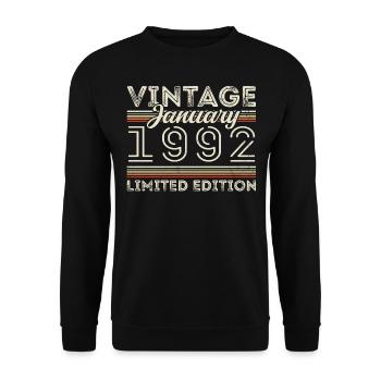 Janvier 1992 Né en 1992 - Anniversaire Janvier 1992 - Sweat-shirt Unisexe - noir - Devant - Alina (178cm) & Michal (187cm)