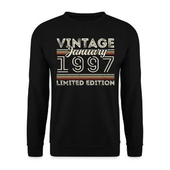 Janvier 1997 Né en 1997 - Date de naissance Janvier 1997 - Sweat-shirt Unisexe - noir - Devant - Alina (178cm) & Michal (187cm)