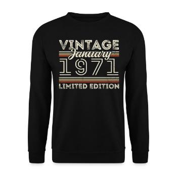 January 1971 Born in 1971 - Birthday January 1971 - Unisex Sweatshirt - black - Front - Alina (178cm) & Michal (187cm)