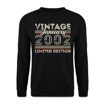 Janvier 2002 Millésime 2002 - Anniversaire Janvier 2002 - Sweat-shirt Unisexe - noir - Devant - Alina (178cm) & Michal (187cm)