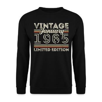 Januar 1965 Jahrgang 1965 - Geburtstag Januar 1965 - Unisex Pullover - Schwarz - Vorne - Alina (178cm) & Michal (187cm)