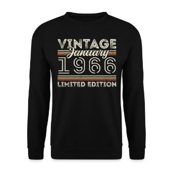 Janvier 1966 Né en 1966 - Anniversaire Janvier 1966 - Sweat-shirt Unisexe - noir - Devant - Alina (178cm) & Michal (187cm)