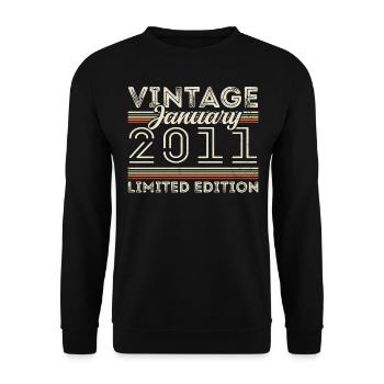January 2011 Vintage 2011 - Birthday January 2011 - Unisex Sweatshirt - black - Front - Alina (178cm) & Michal (187cm)
