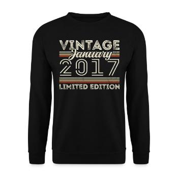 January 2017 Vintage 2017 - Birthday January 2017 - Unisex Sweatshirt - black - Front - Alina (178cm) & Michal (187cm)