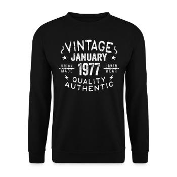 Birthday Gift 1977 - Born in January 1977 - Unisex Sweatshirt - black - Front - Alina (178cm) & Michal (187cm)