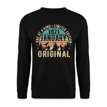 Birthday Gift January 1971 - January 1971 - Unisex Sweatshirt - black - Front - Alina (178cm) & Michal (187cm)