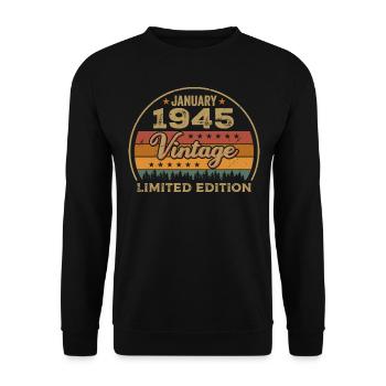 Les légendes sont nées en janvier 1945,Janvier 1945 - Sweat-shirt Unisexe - noir - Devant - Alina (178cm) & Michal (187cm)