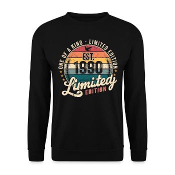Geburtstagsgeschenk 1990 Jahrgang 1990 Retro 1990 - Unisex Pullover - Schwarz - Vorne - Alina (178cm) & Michal (187cm)