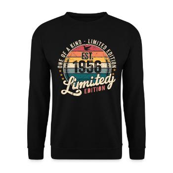 Geburtstagsgeschenk 1956 Jahrgang 1956 Retro 1956 - Unisex Pullover - Schwarz - Vorne - Alina (178cm) & Michal (187cm)