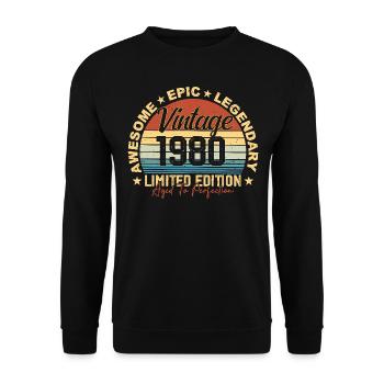 Rétro 1980 ' s Vintage Anniversaire 1980 ' s Cadeau 1980 - Sweat-shirt Unisexe - noir - Devant - Alina (178cm) & Michal (187cm)