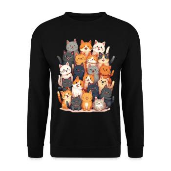 Happy Cats Family - Unisex Sweatshirt - black - Front - Alina (178cm) & Michal (187cm)