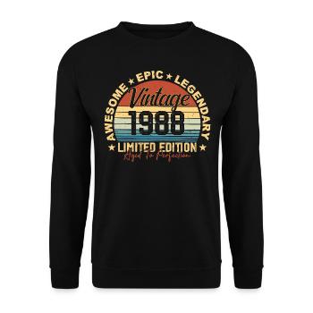 Retro 1988 Vintage Birthday 1988 Gift 1988 - Unisex Sweatshirt - black - Front - Alina (178cm) & Michal (187cm)