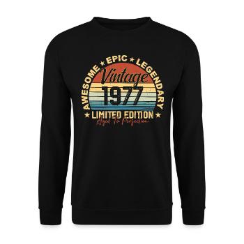 Retro 1977 Vintage Birthday 1977 Gift 1977 - Unisex Sweatshirt - black - Front - Alina (178cm) & Michal (187cm)