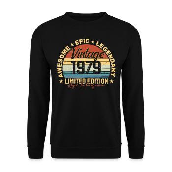 Retro 1979 Vintage Birthday 1979 Gift 1979 - Unisex Sweatshirt - black - Front - Alina (178cm) & Michal (187cm)