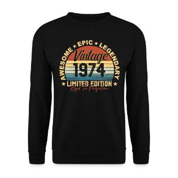 Rétro 1974 Vintage Anniversaire 1974 Cadeau 1974 - Sweat-shirt Unisexe - noir - Devant - Alina (178cm) & Michal (187cm)