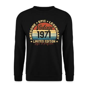 Retro 1971 Vintage Birthday 1971 Gift 1971 - Unisex Sweatshirt - black - Front - Alina (178cm) & Michal (187cm)