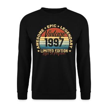 Retro 1997 Vintage Birthday 1997 Gift 1997 - Unisex Sweatshirt - black - Front - Alina (178cm) & Michal (187cm)